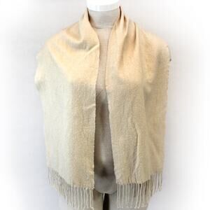 Enzo Mantovani 100% Cashmere 2-Ply Woven Soft Warm Beige One Size Scarf